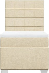 vidaXL Κρεβάτι Boxspring με Στρώμα Κρεμ 80 x 200 εκ. Υφασμάτινο