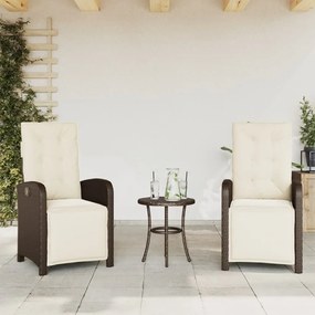 Καρέκλες Κήπου Ανακλινόμενες 2 τεμ. Καφέ Συνθ. Ρατάν &amp; Υποπόδιο - Καφέ