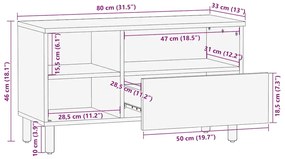 Ντουλάπι τηλεόρασης καφέ 80x33x46 cm μασίφ ξύλο Mango - Καφέ