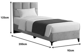 Επενδυμένο Κρεβάτι Melei Μονό σε Γκρι 90x200εκ. 92x200x125 εκ.