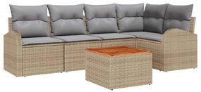 vidaXL Σετ Καναπέ Κήπου 6 pcs Μπεζ Πολυ ράταν