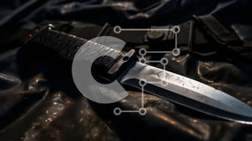 Intra Συλλεκτικό Ξύλινο Παζλ Plywood  4mm - Μαχαίρι σε μαύρο ύφασμα Σε Ξύλινο Κουτί - Διαστάσεις: 10x10 cm – 25 κομμάτια