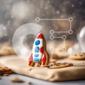 Intra Συλλεκτικό Ξύλινο Παζλ Plywood  4mm - Μπισκότο Rocket Ship σε τραπέζι πάρτι Σε Ξύλινο Κουτί - Διαστάσεις: 10x10 cm – 25 κομμάτια