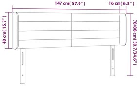 Κεφαλάρι Κρεβατιού LED Κρεμ 147x16x78/88 εκ. Υφασμάτινο - Κρεμ
