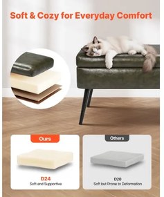 VEVOR PU Leather Storage Ottoman Bench Shoe Seat with Storage &amp; Metal Legs Green