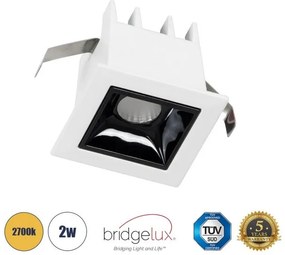 Χωνευτό Σποτ Downlight LED TrimLess 2W Λευκό-Μαύρο 2700K LUMINAR SUPERIOR 60315 Globostar-60315-Μαύρο-Λευκό 60315