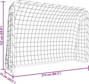 vidaXL Τέρμα Ποδοσφαίρου &amp; Δίχτυ Λευκό 214x75x152εκ Ατσάλι/Πολυεστέρας