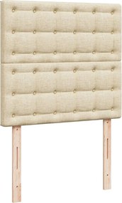 vidaXL Κρεβάτι Boxspring με Στρώμα Κρεμ 90x190 εκ.Υφασμάτινο