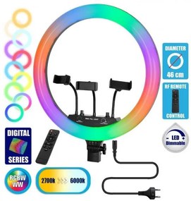 Professional Digital Ring Light Φ46cm LED SMD 70W 8000lm Πρίζας RGBW+WW Dimmable 75805 Globostar 75805