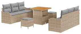 vidaXL Σετ Καναπέ Κήπου 9 pcs Μπεζ, Ανοιχτό Γκρι 80 x 80 x 71 cm
