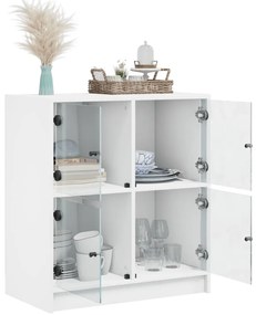 vidaXL Βοηθητικό Ντουλάπι Λευκό 68x37x75,5 εκ. με Γυάλινες Πόρτες