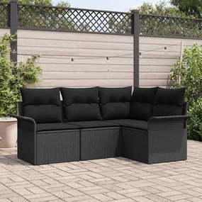 vidaXL Σετ Καναπέ Κήπου με μαξιλάρι 4 pcs Μαύρο Πολυ ράταν