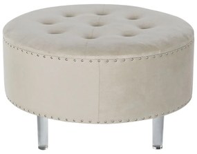 Σκαμπό DKD Home Decor Μπεζ Ασημί πολυεστέρας Ξύλο MDF 80 x 80 x 43 cm