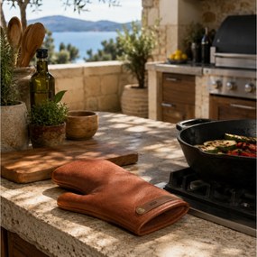 ΣΥΛΛΟΓΉ CHEF ΕSSENTIALS SMOOTH LEATHER OVEN GLOVE CAMEL DOXX AMSTERDAM