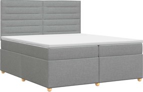 vidaXL Κρεβάτι box spring με στρώμα Ανοιχτό γκρι 200 x 200 cm Ύφασμα