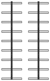 Βάσεις Κρασιών Τοίχου 2 τεμ. για 18 Φιάλες Μαύρες Σιδερένιες  - Μαύρο