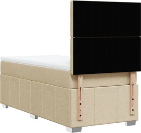 vidaXL Κρεβάτι Boxspring με Στρώμα Κρεμ 100 x 200 εκ. Υφασμάτινο