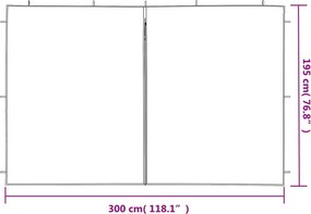 vidaXL Τοιχώματα Τέντας Εκδηλώσεων 2 τεμ. Μπλε από PE με Φερμουάρ