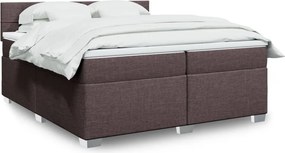 vidaXL Κρεβάτι Boxspring με Στρώμα Σκούρο Καφέ 200x200 εκ. Υφασμάτινο