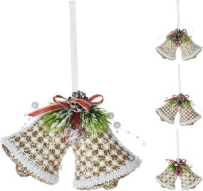 JΚ Home Décor - Στολίδι Καμπάνα Χρυσό με Δαντέλα 14cm 3Σχδ