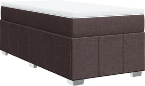 vidaXL Κρεβάτι Boxspring με Στρώμα Σκούρο Καφέ 90x200 εκ. Υφασμάτινο