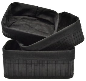 Καλαθάκια Οργάνωσης Μπάνιου 819317 (Σετ 3τμχ) Black Ankor Bamboo, Fabric