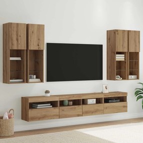 vidaXL Σετ Κονσόλας Τηλεόρασης με LED Φώτα 7 pcs artisan δρυς
