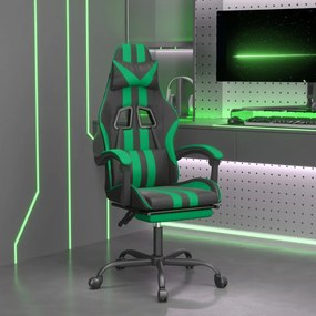 vidaXL Καρέκλα Gaming Μασάζ Υποπόδιο Μαύρο/Πράσινο από Συνθετικό Δέρμα
