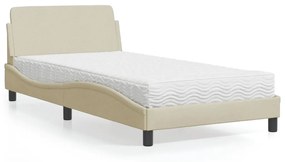 vidaXL Κρεβάτι με Στρώμα Κρεμ 100 x 200 εκ. Υφασμάτινο