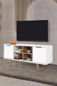 Έπιπλο Τηλεόρασης Λευκό / Καρυδί PORA 130x35x18