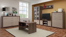 Τραπεζάκι σαλονιού Stanton E112, Σκοτεινό santana βελανιδιά, 61x60x120cm, 40 kg, Πλαστικοποιημένη μοριοσανίδα, Γωνιακό | Epipla1.gr