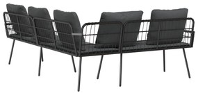 vidaXL Γωνιακός Καναπές Μαύρος 231x173x78 εκ. Πολυ Ρατάν