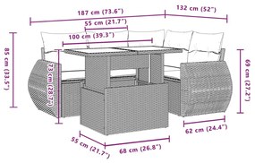 Σαλόνι Κήπου 5 Τεμαχίων Γκρι από Συνθετικό Ρατάν με Μαξιλάρια - Γκρι