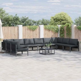 vidaXL Σετ Καναπέ Κήπου 11 pcs Ανθρακί Ατσάλι