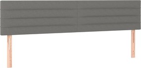vidaXL Κρεβάτι Boxspring με Στρώμα &amp; LED Σκ.Γκρι 200x200εκ. Υφασμάτινο