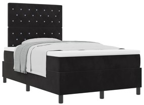 vidaXL Κρεβάτι Box Spring  με στρώμα Μαύρο 120x200 εκ Βελούδο