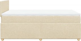 vidaXL Κρεβάτι Boxspring με Στρώμα Κρεμ 120x200 εκ. Υφασμάτινο