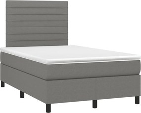 vidaXL Κρεβάτι Boxspring με Στρώμα Σκούρο Γκρι 120x190 εκ Υφασμάτινο