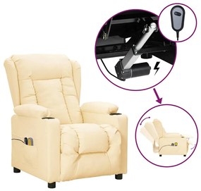 vidaXL Πολυθρόνα Μασάζ Ηλεκτρική Κρεμ από Συνθετικό Δέρμα