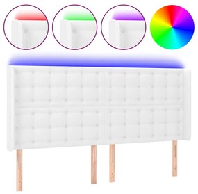 Κεφαλάρι Κρεβατιού LED Λευκό 203x16x118/128 εκ. Συνθετ. Δέρμα 3124157