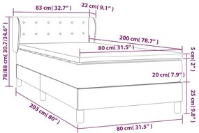 vidaXL Κρεβάτι Boxspring με Στρώμα Μαύρο 80 x 200 εκ. Βελούδινο