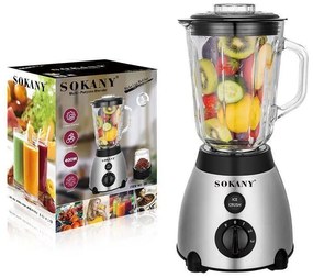 Sokany Μπλέντερ Inox με Γυάλινη Κανάτα 1.5lt 400W SK-149S