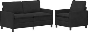 vidaXL Σετ Καναπέ 2 pcs Μαύρο Βελούδο