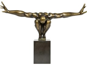 Διακοσμητικό Επιτραπέζιο Αθλητής Bronze Μέταλλο-Μάρμαρο 75x21x52εκ - Χρυσό