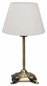 GloboStar® AΝΤΙQUE 204-0142 Vintage Eπιτραπέζιο Φωτιστικό Μονόφωτο 1 x E27 IP20 Μπρούτζινο Μέταλλο με Λευκό Ύφασμα - Μ22 x Π22 x Υ38cm