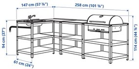 GRILLSKÄR νεροχύτης κουζίνας/ψησταριά κάρβουνου/εξωτερικού χώρου, 258x147 cm 994.964.45