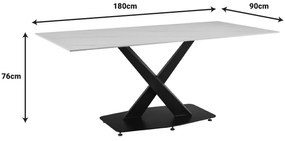 Τραπέζι Tafel pakoworld Sintered stone λευκό με μεταλλικά πόδια σε μαύρη απόχρωση 180x90x76εκ