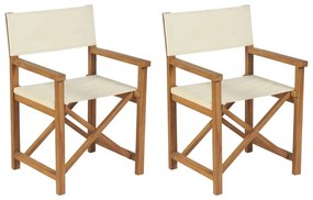 Καρέκλες Σκηνοθέτη Πτυσσόμενες 2 τεμ. Κρεμ από Μασίφ Ξύλο Teak - Κρεμ