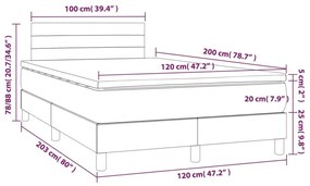 Κρεβάτι Boxspring με Στρώμα &amp; LED Σκ. Γκρι 120x200εκ. Βελούδινο - Γκρι