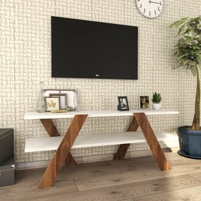 Έπιπλο Τηλεόρασης Λευκό / Καρυδί CATIR 120x33.1x45